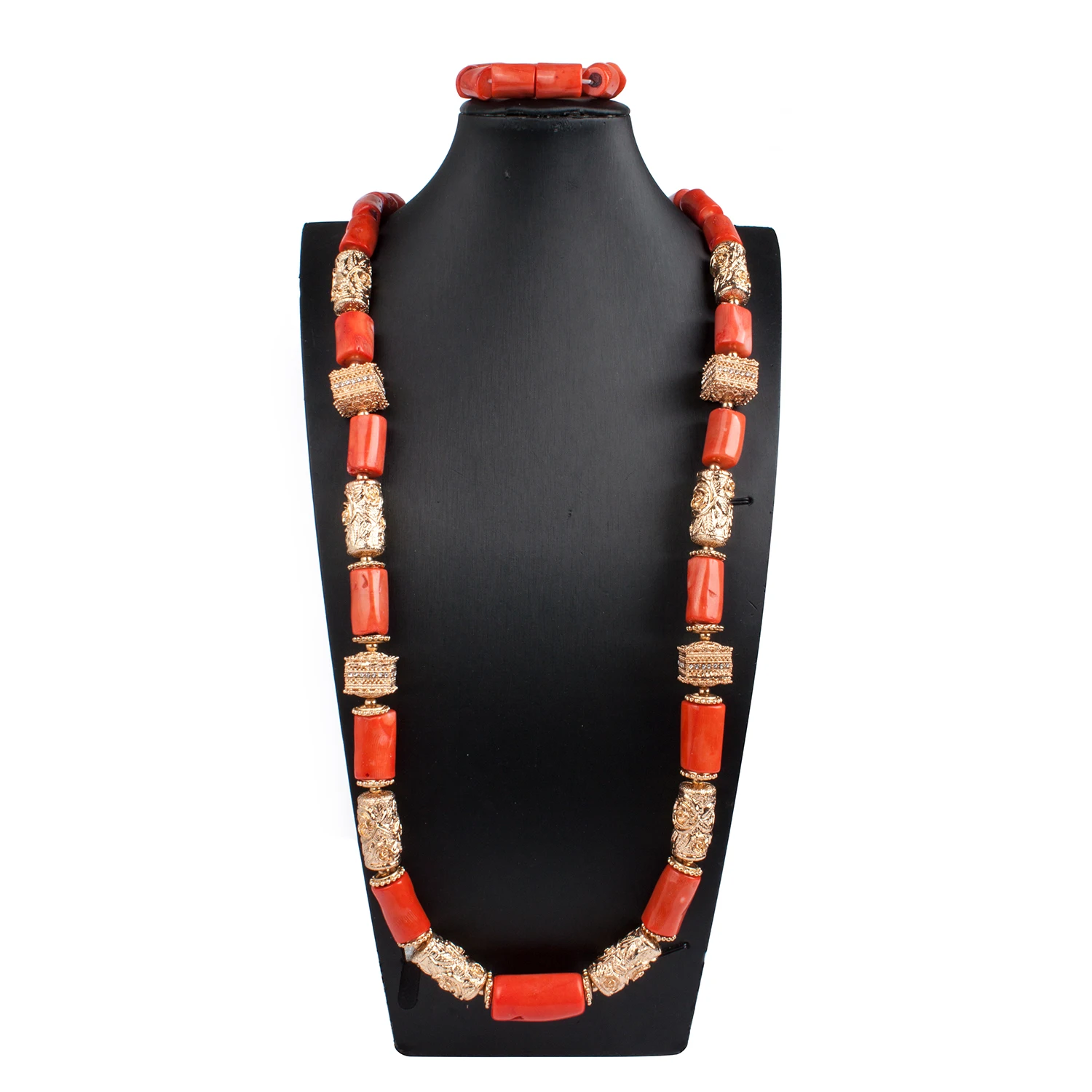 Long Real Coral Bead Traditional Nigerian Wedding African Coral Beads Jewelry Set Women Party Anniversary Gift Jewelry