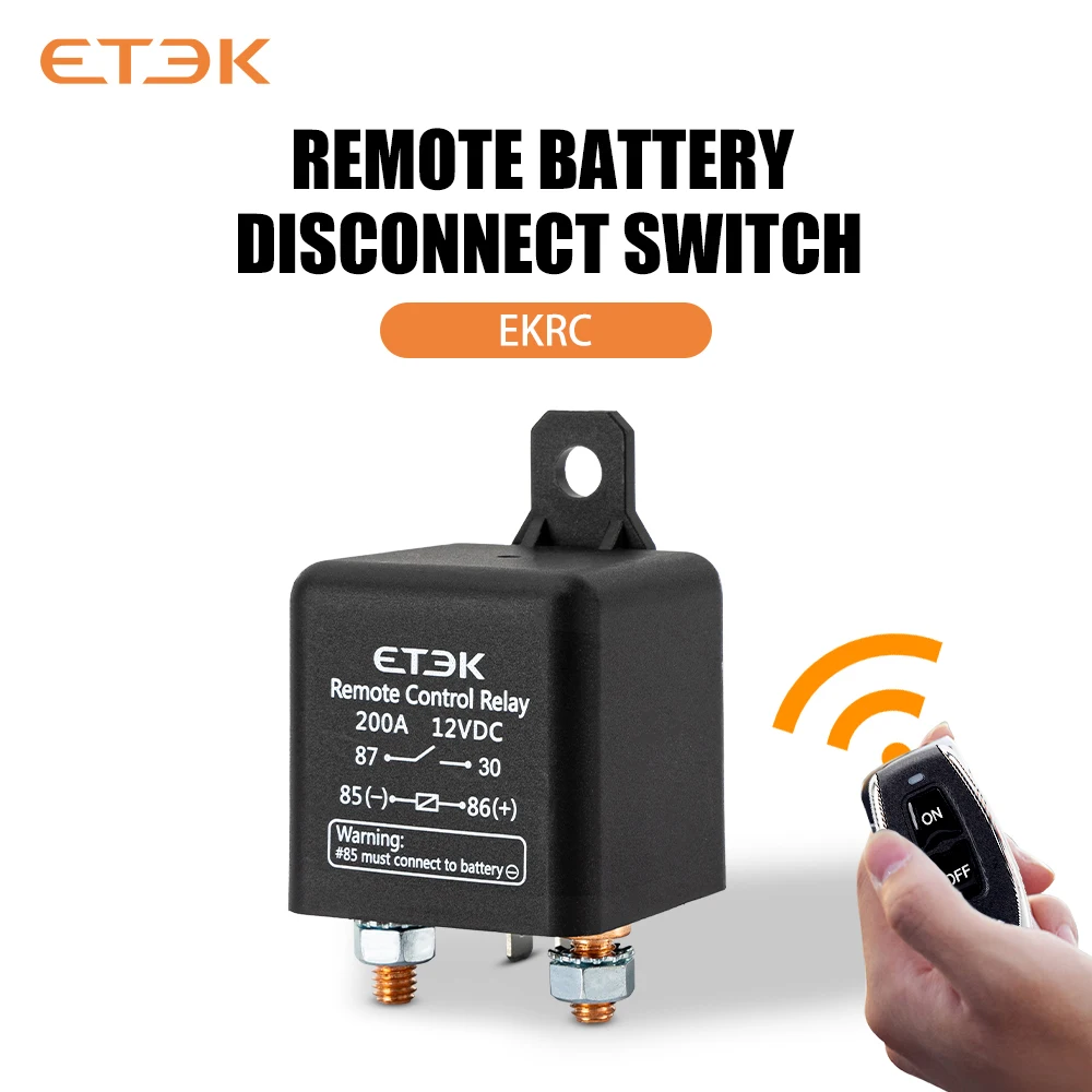 ETEK Battery Disconnect 12V 200A Car Kill Switch Wireless Remotes Disconnect for Auto Truck Boat Anti-Theft Remote Control Switc