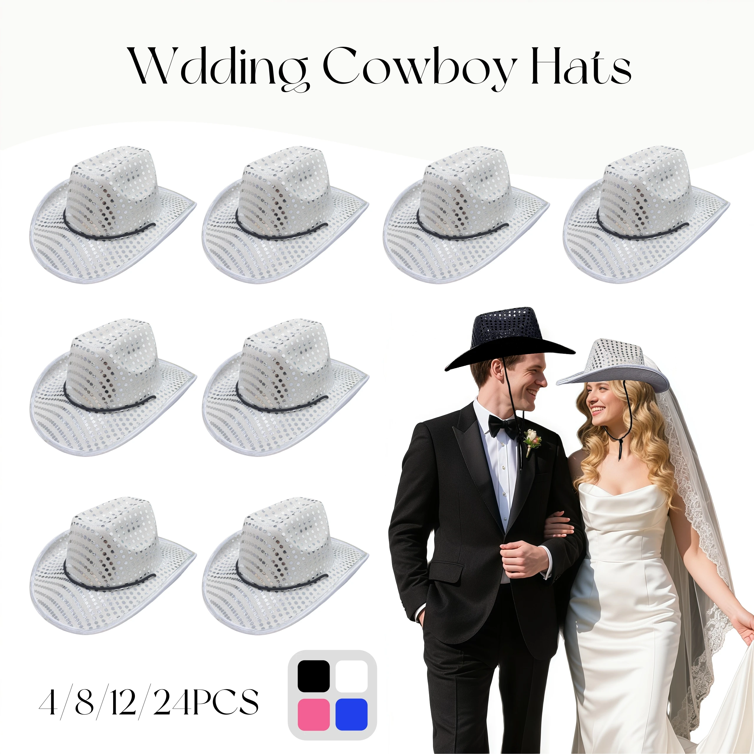 

4-24pcs Wedding Cowboy Hats Cowgirl Hats Western Cowboy Hats Women Gift for Wedding Reception Dance Ball Party Bridal Shower