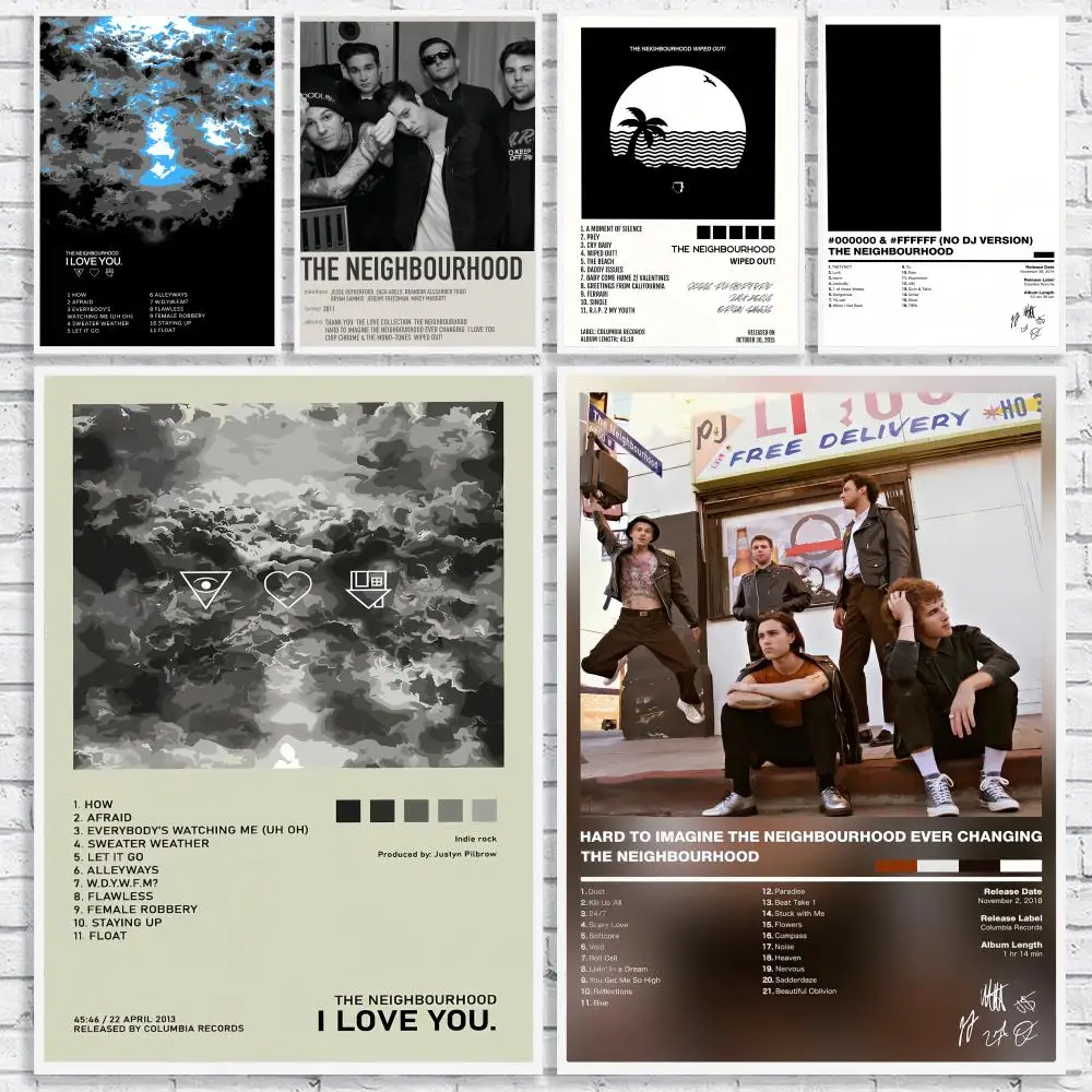 Indie Rock Band T-The Neighbourhood Poster Versatile HD Waterproof Wall Art Self-Adhesive Decor for Any Space Ideal Gift