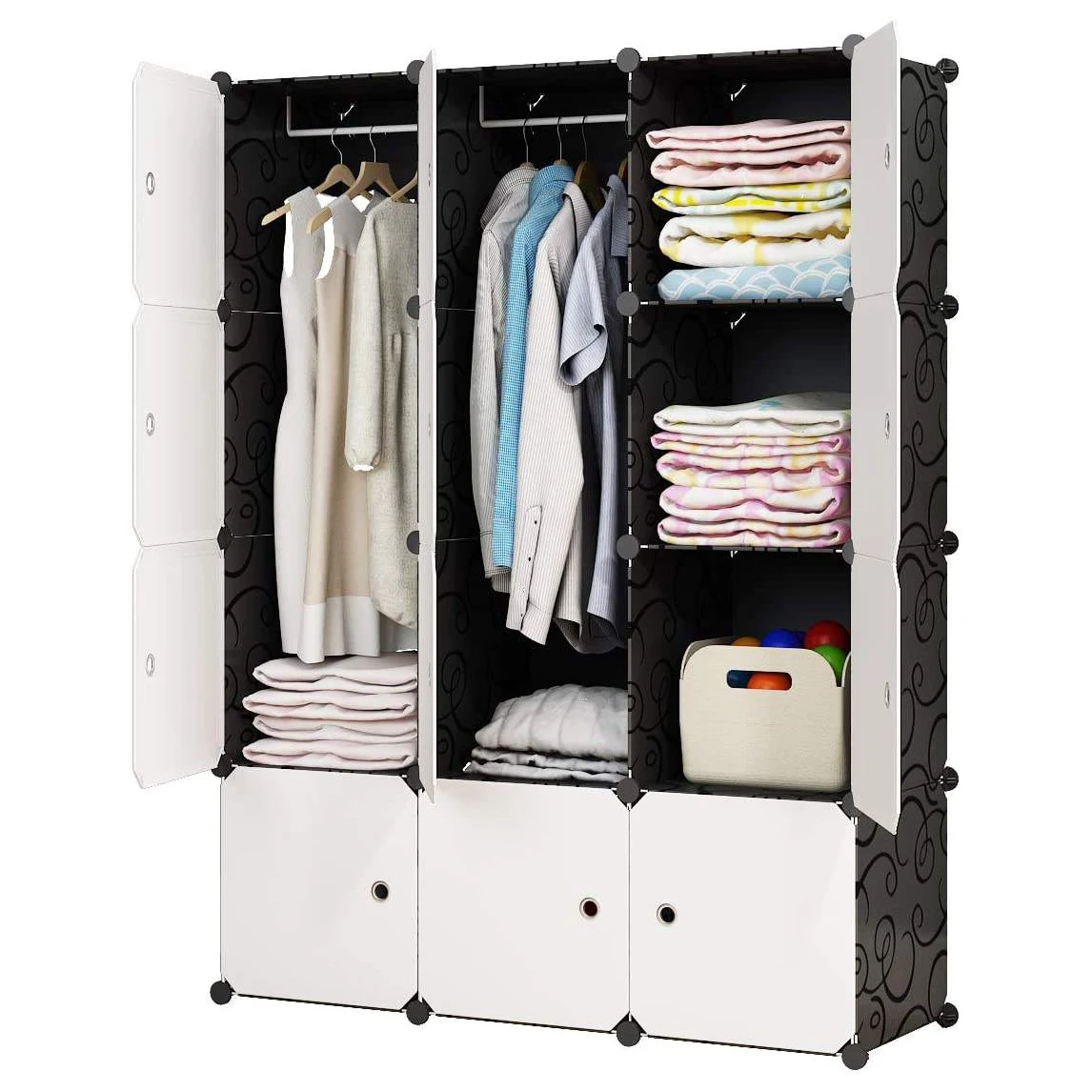 Clothes Folding Cabinets,Assembling Plastic Cube Wardrobe Portable Wardrobe Modular Storage Organizer PP Wardrobe