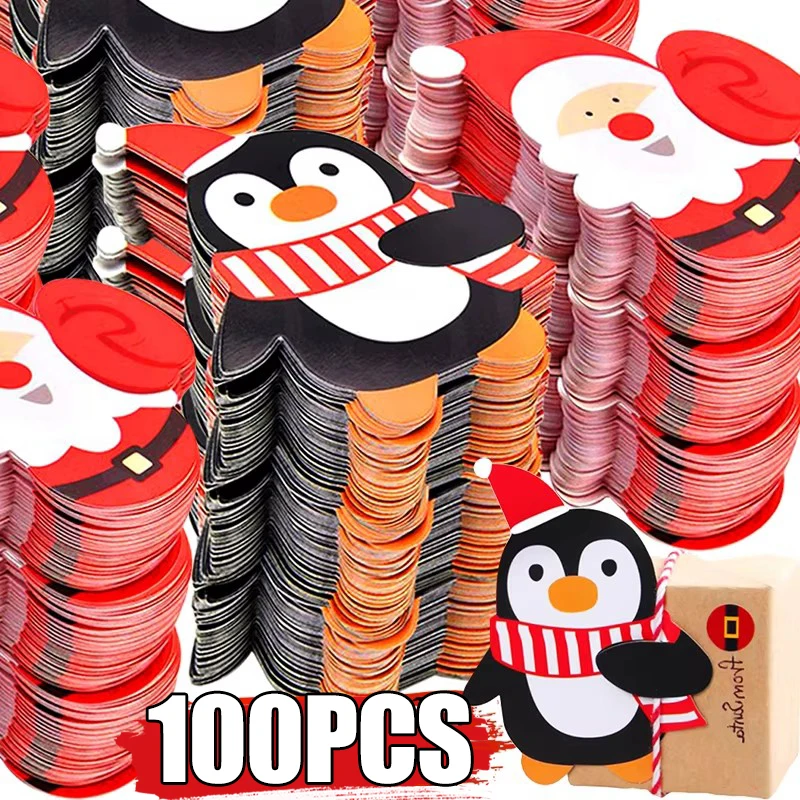 25-1000 pezzi porta carte di carta lecca-lecca di natale cartone animato babbo natale pinguino pupazzo di neve regali confezione di caramelle avvolgimento decorazioni per feste