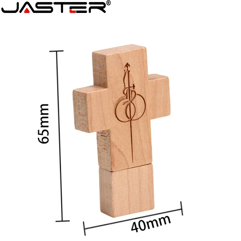 Free Custom Logo USB Flash Drive 128GB Wooden Cross Memory Stick 64GB Creative Gift Pend Drive 32GB External Storage Pendrive