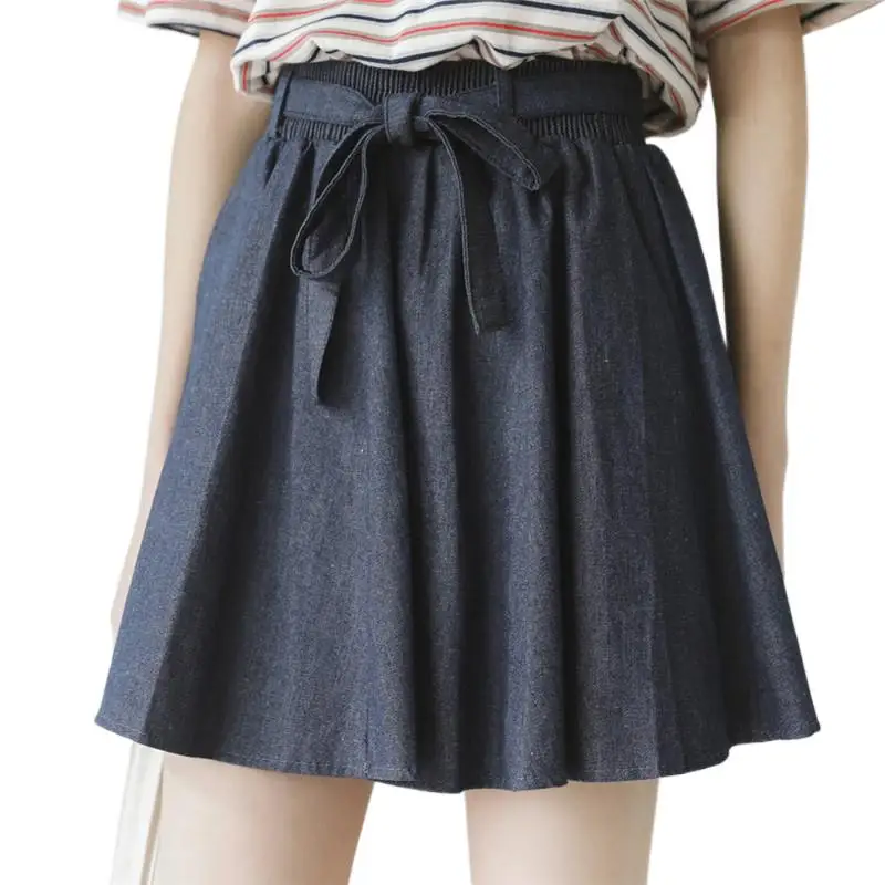 Women fashion casual denim skirt 2026 new solid high waist blue school jeans mini skirts loose slim preppy style skirts faldas