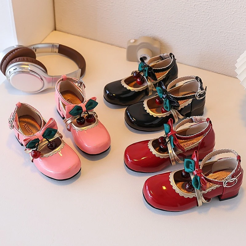 حذاء جلدي بفيونكة للأطفال لخريف وشتاء 2025 حذاء الأميرة الفرنسي الجديد موضة لو فو فتاة الرقص الطبعة الكورية حذاء جلدي صغير #1