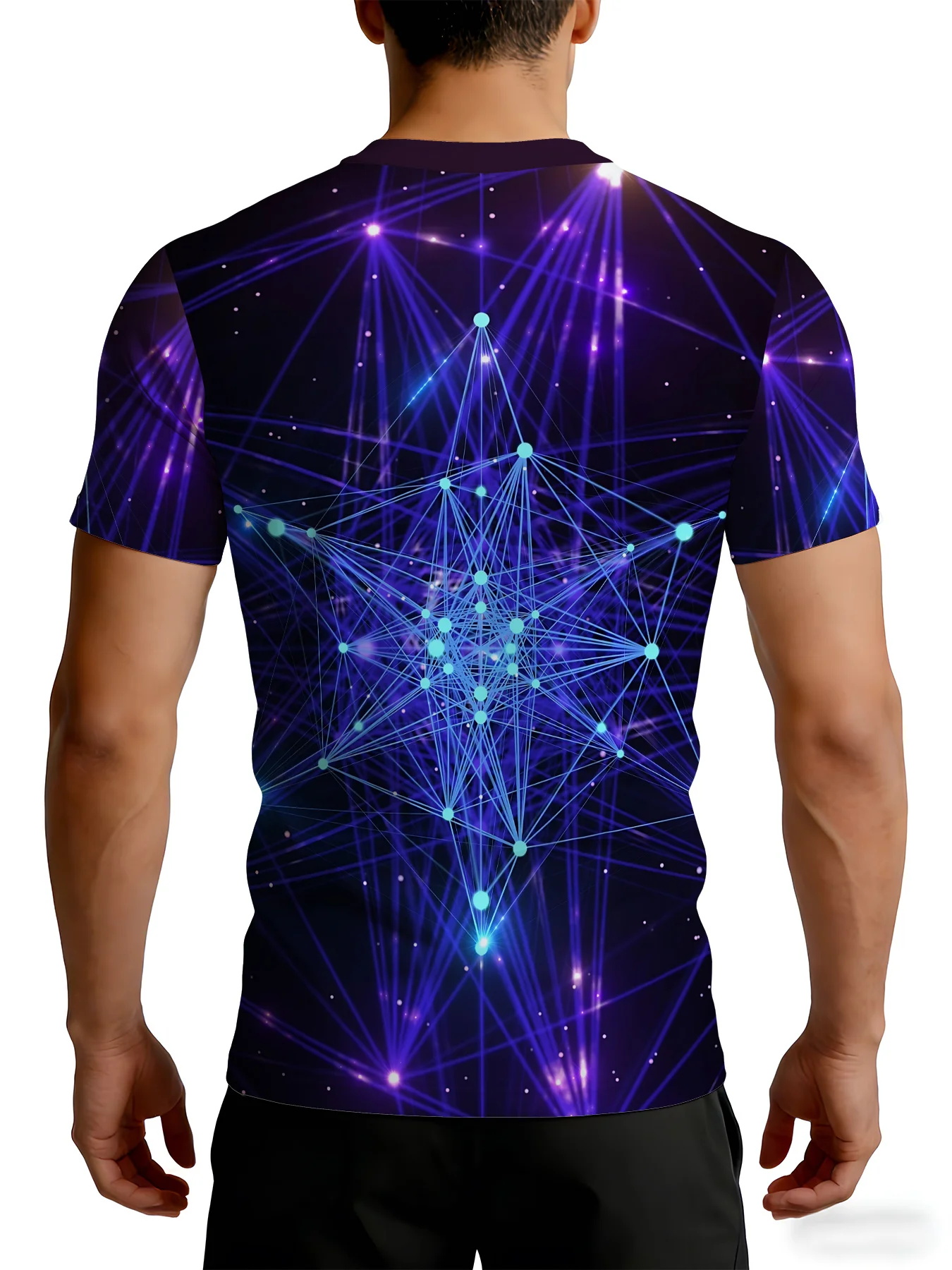 Men Star Light Line Print Comp - đánh giá và giá Compression Shirt Workout