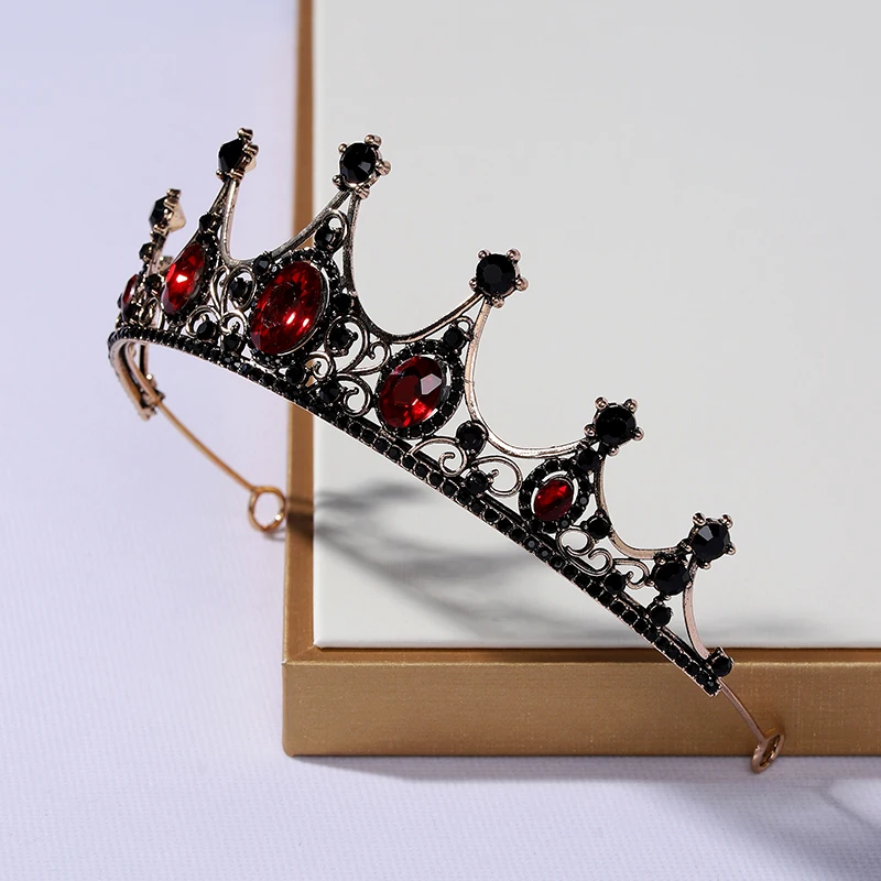 Black Big Rhinestone Crystal Rhinestone Party Wedding Hair Jewelry Accessories Birthday Tiaras Halloween Crown image 2