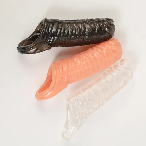 Silicone Penis Cock Rings Reusable Men Penis Sleeve Delay Ejaculation Penis Magnify Condoms Dick Sleeve Enlargement Sex Toys 18+