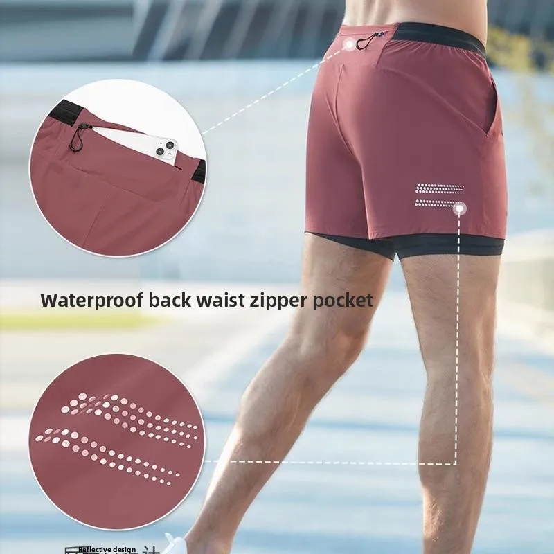 

American Style Running Sports Shorts Quick Dry Single Layer Breathable Men's Marathon Three-quarter Length Thin Pants