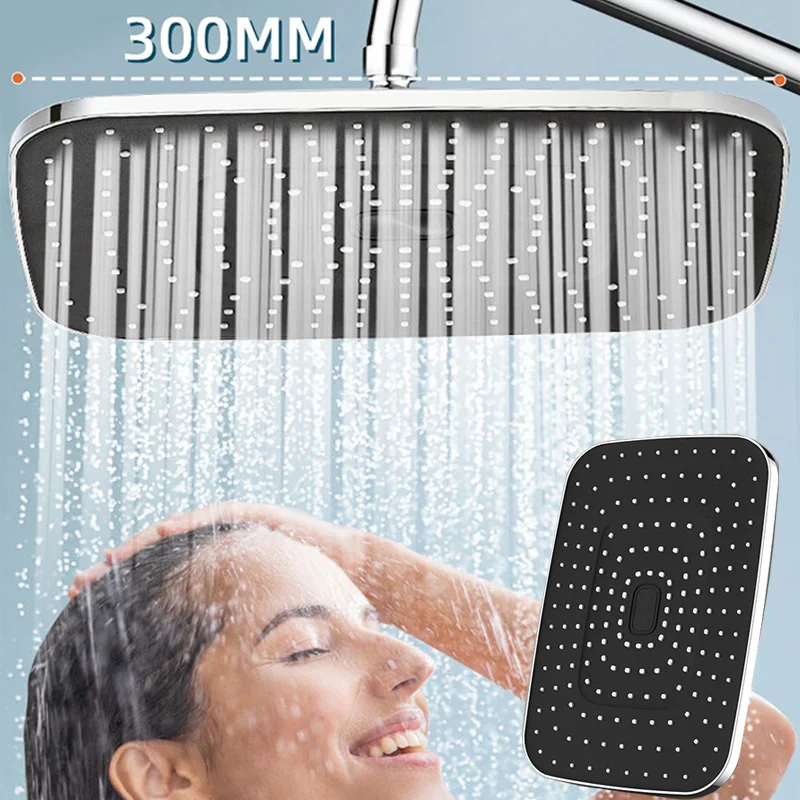 

1 шт., новинка, 30 см, насадка для душа высокого давления с дождевой насадкой, роскошная насадка для душа для ванной комнаты, анти-засоряющиеся силиконовые насадки, прямоугольный верхний спрей