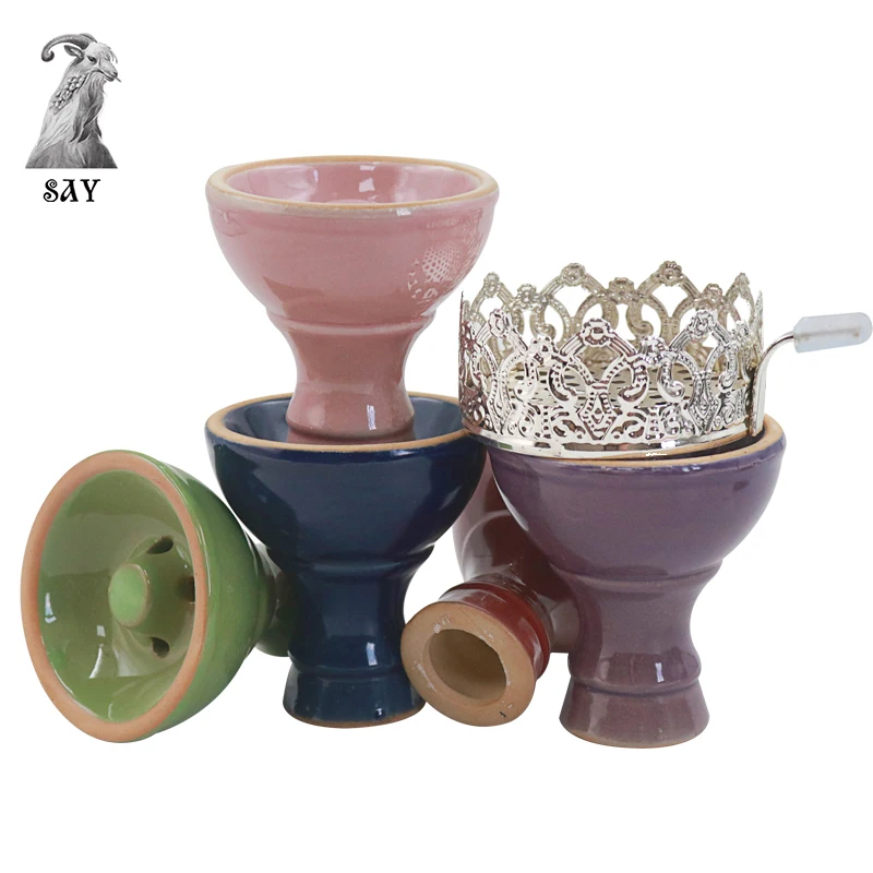 

Shisha Ceramic Hookah Head Bowl With Charcoal Holder Shisha Tobacco Screens Cachimba Chicha Smoking Accessories