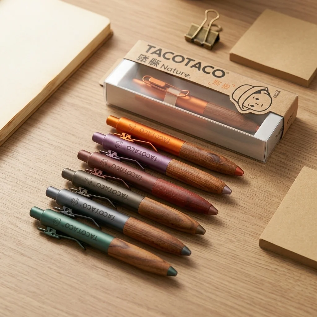 TACOTACO Limited Edition Natural Solid Wood Click Gel Pen,High-End Low-Center Pocket Writing Pen with Smooth Quick-Dry Black Ink