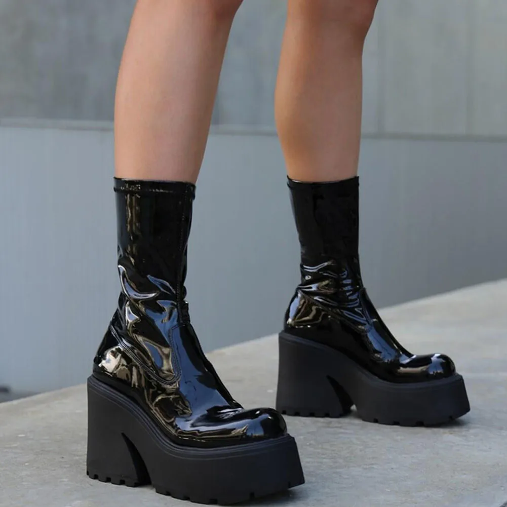 Chunky Platform Woman Ankle Boots 2022 Winter Gothic Style Punk Office Lady Fashion Comfy Cool Women Boots Shoes Big Size 43