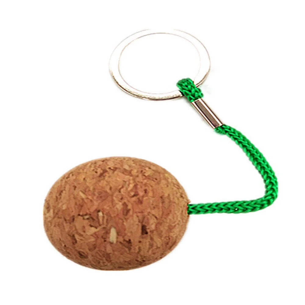 Creative 35mm Round Floating Cork Ball Keychian Float Kayak Rope Buoyant Key Ring Floating Cork Ball Sailing Keychian