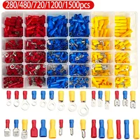 Kit surtido de terminales de engarzado de liberación rápida, 280/480/720/1200/1500 Uds., terminales macho hembra prensados en frío para proyectos eléctricos ​
