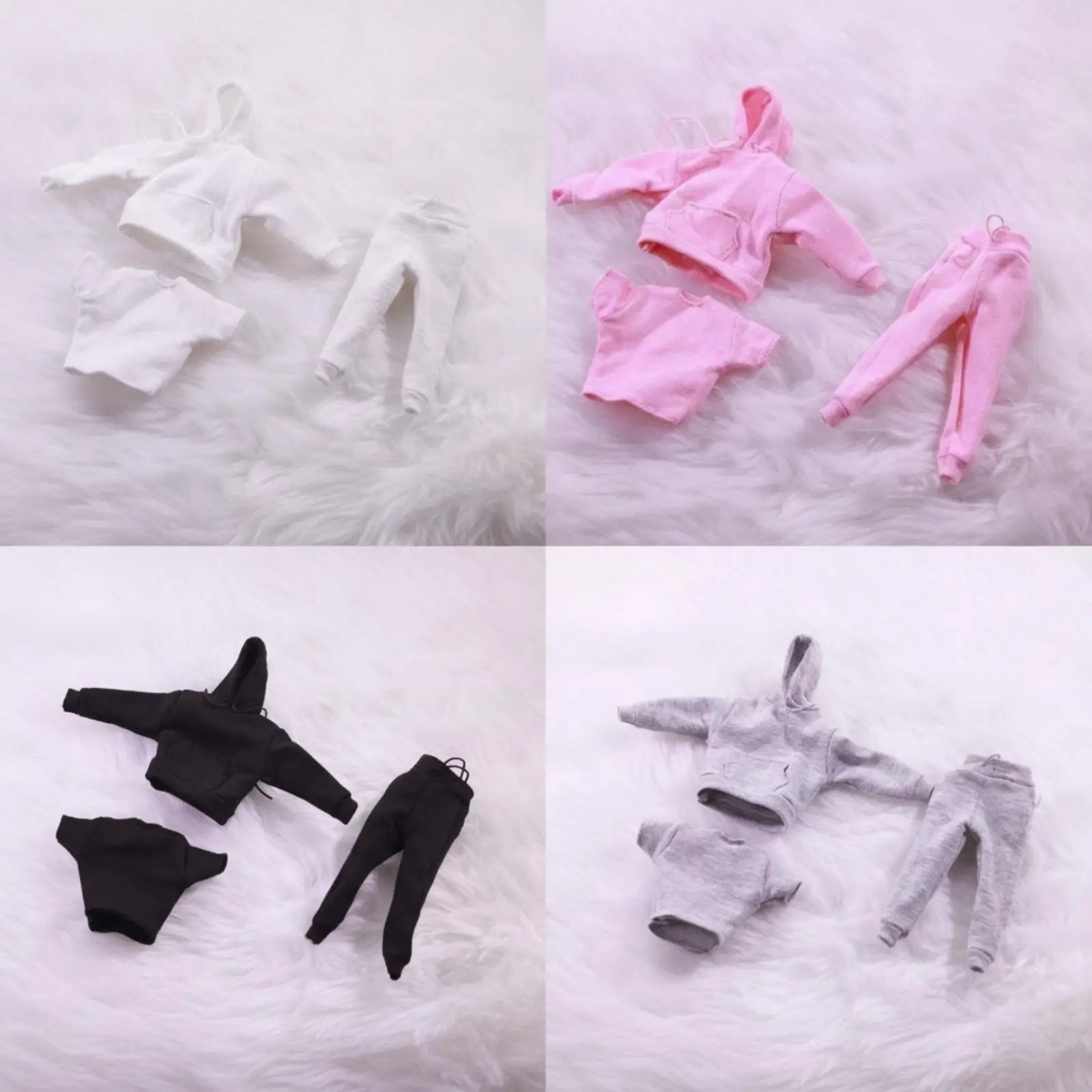 Casual Doll Clothes Set with Hoodie for 15cm Figure Cotton Streetwear Miniature Pants and Tee