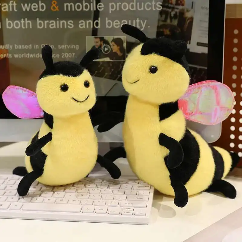 

25-30 см Kawaii Bee Плюшевая игрушка Пчела с блестящими крыльями Супер милая мягкая медовая кукла Kid Mate Doll Kid Birthday Xmas Spring Gift