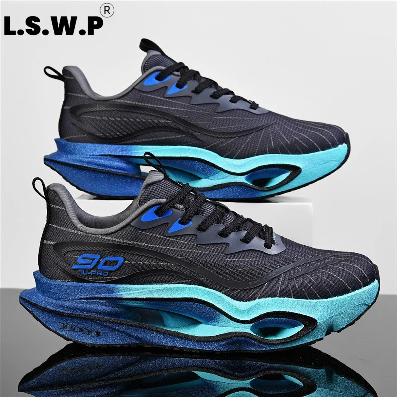 Men's Casual Sports Shoes, Trendy Thick-Soled Hollow Racing Running Shoes, Mesh Breathable Lightweight Sports Shoes, High-Rebound Soft-Soled Shock-Absorbing Running Shoes, Non-Slip and Wear-Resistant, Youth Campus Mara