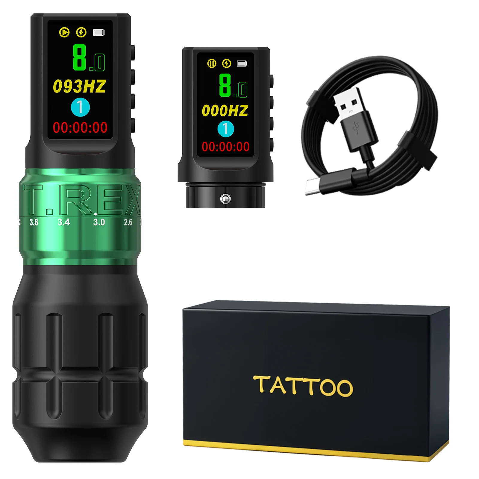 T-Rex Wireless Tattoo Machine Pen 7 Adjustable Strokes 2.3-4.2mm