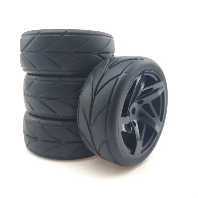 

For HSP HPI 1:10 On-Road Car Racing 4Pcs RC 6030-6081 Rubber Tires & Plastic Wheel