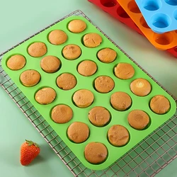 1PC Silicone 24 Mini Cake Mold Porous Circular Muffin Cup Baking Plate Jelly Making Mold Baking Tool