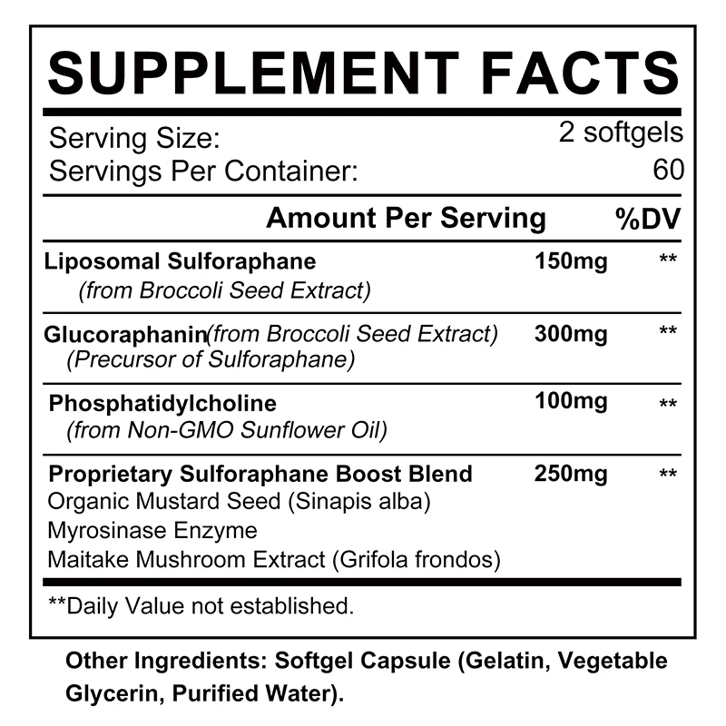 Liposomal Sulforaphane 450mg - Liver Health, Immune System Support, Antioxidant - with Inosidase, Broccoli Seed Extract