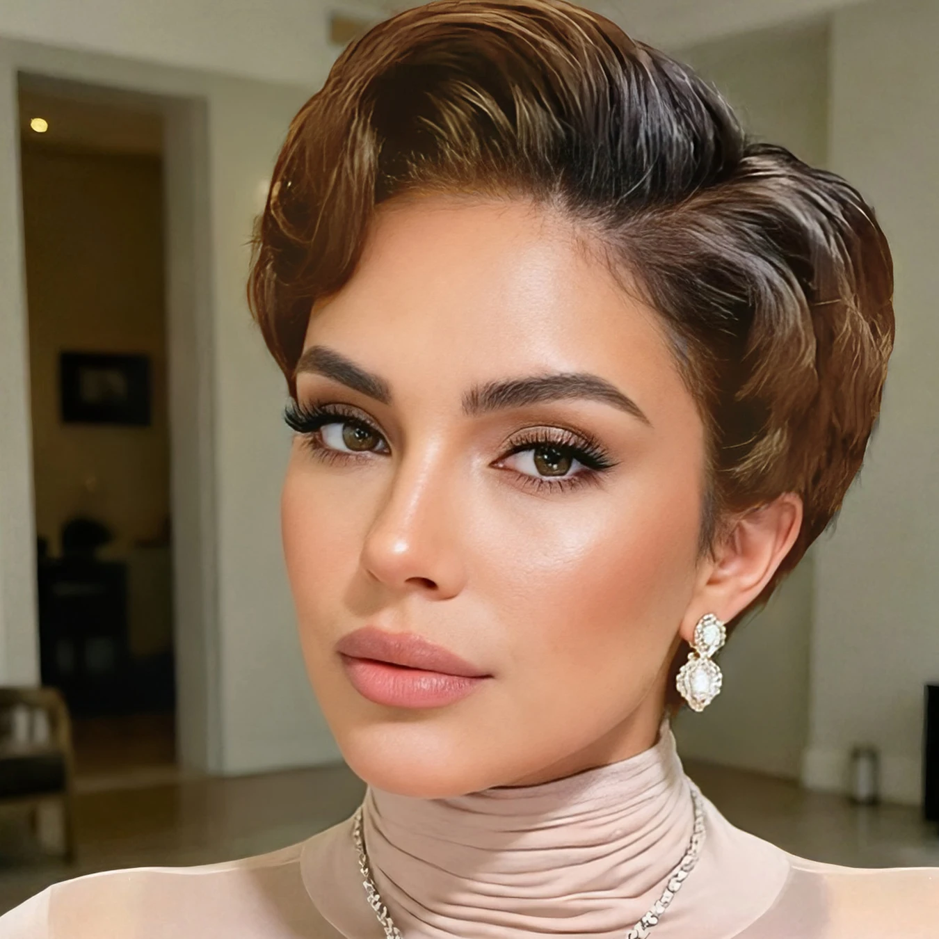 

Pixie Cut Short Bob Wig 1B99J 1/4 Natural Wave 13x4 Transparent Lace Front Human Hair Wigs