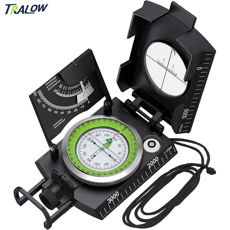 

TRALOW Multifunctional Professional Compass High Precision Waterproof Luminous Compass for Outdoor Hiking Survival Navigation