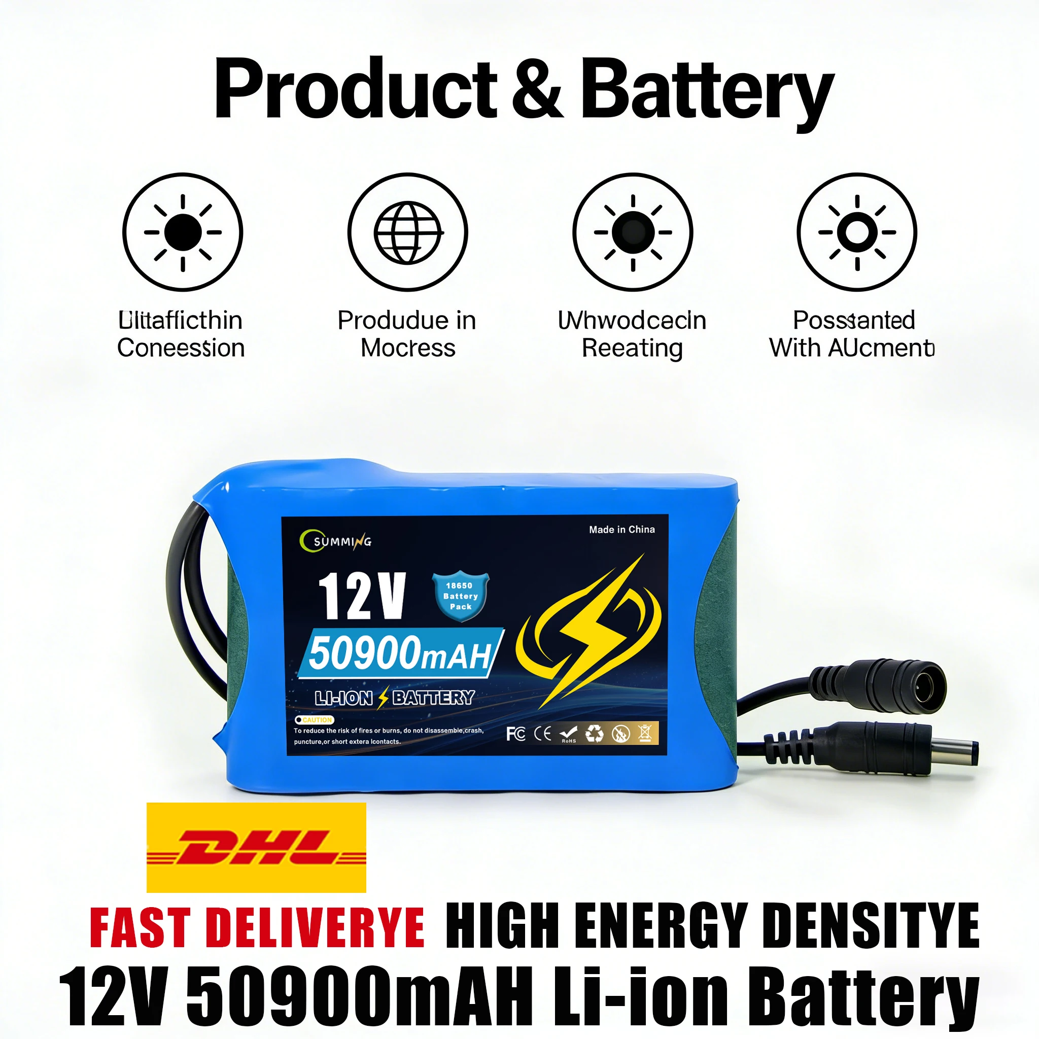 

12.6В 50900мАч 3S2P LiFePO4 Аккумуляторная батарея 12В 50Ач, 100% новая, перезаряжаемая, солнечная Комплект: Аккумулятор + зарядное устройство