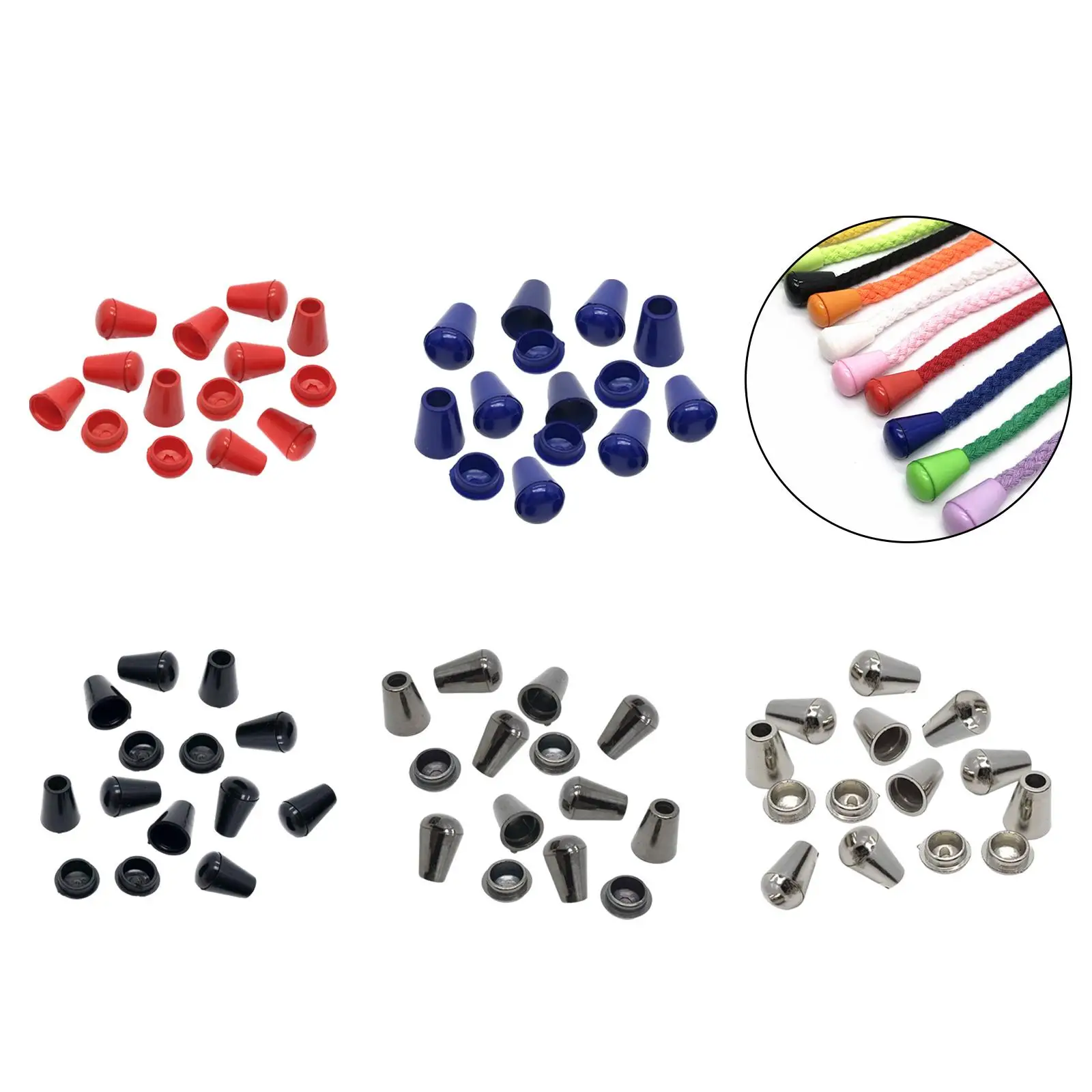 10x Toggle End Cord Stop Bell Shape Cord Lock Clothes Decor Cord Ends Bell Stoppers for Sportwear Lanyard Paracord Clothes Bag