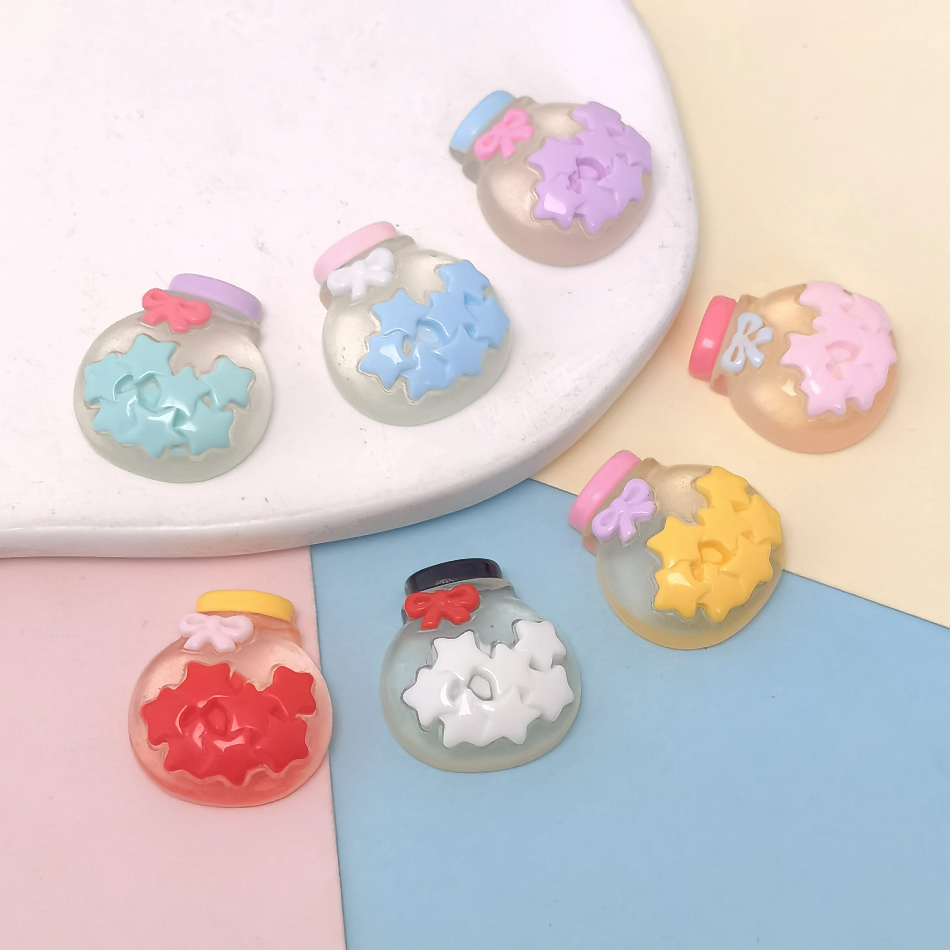Luminous Wishing Bottle Star Flatback Resin Cabochon Fit Phone Decoration DIY Jewelry Making Accessories Scrapbooking Crafts