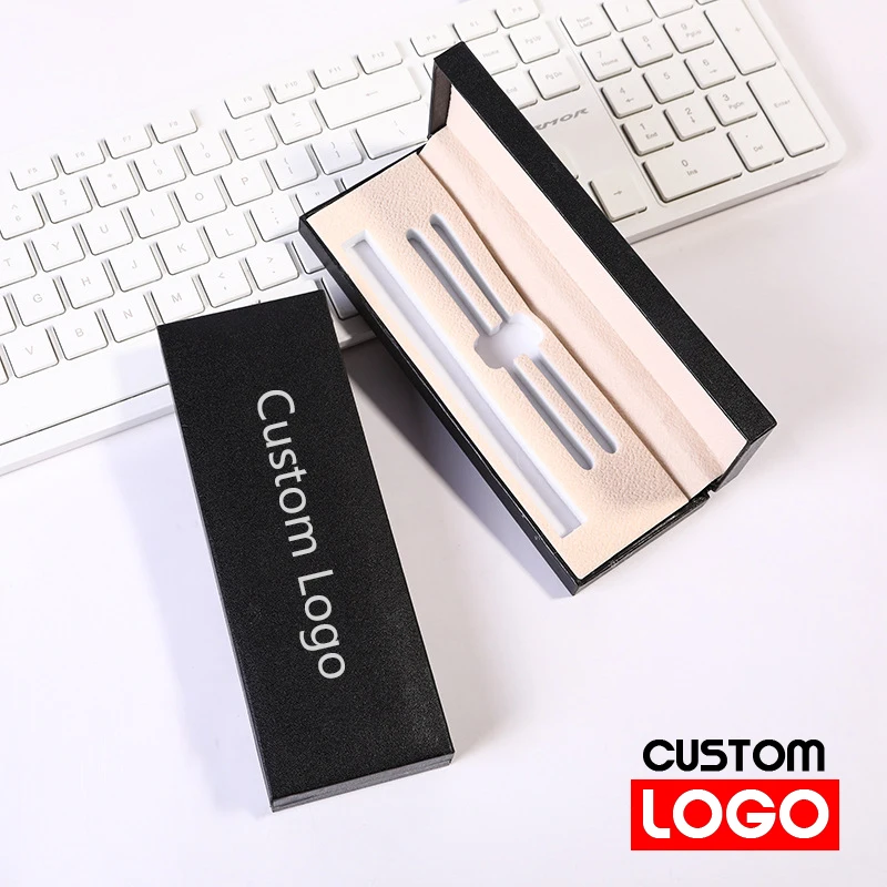 Black Flip Set Pen Box Signature Pen Box Advertisement Pen Box Gift Stationery Wholesale Custom Logo School Supplies - bihe