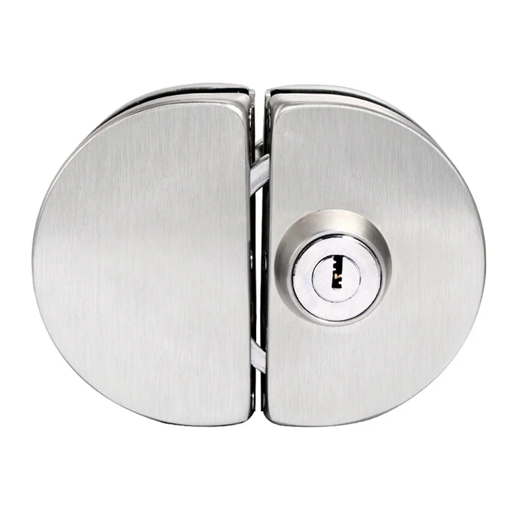 Glass Door Lock Display Cabinet Showcase Locks Stainless Steel Double Door No Need Drilling Anti-Theft Home Door Hardware