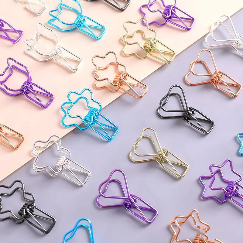 

6PCs/Set Hollowed Out Design Metal Binder Clip Long Tail Clips Hand Book Folder Paper Organizer Stationery Office School Supply