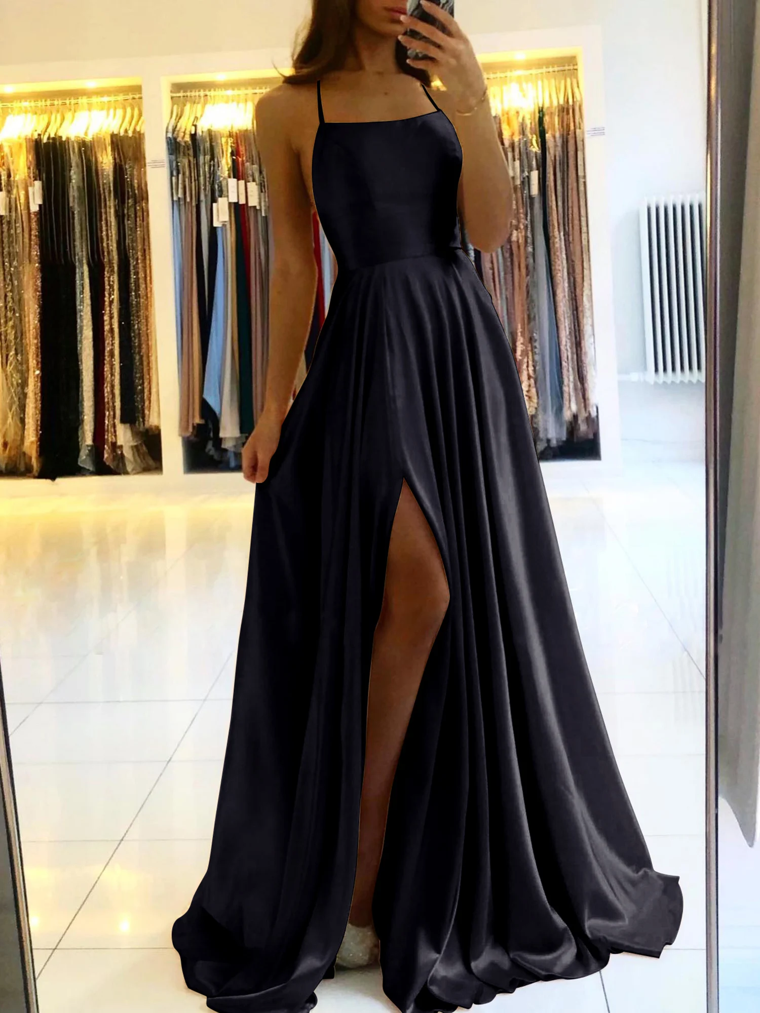 Elegant Burgundy Prom Maxi Dresses For Women 2024 Sexy Backless Side Slit Halter Satin Evening Party Gowns Vestidos De Gala