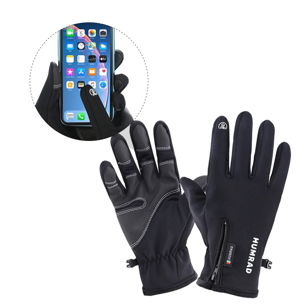 Black Work Gloves Screen Skiing Keep Warm Xl Winter Cycling Bicycling Mitten Man