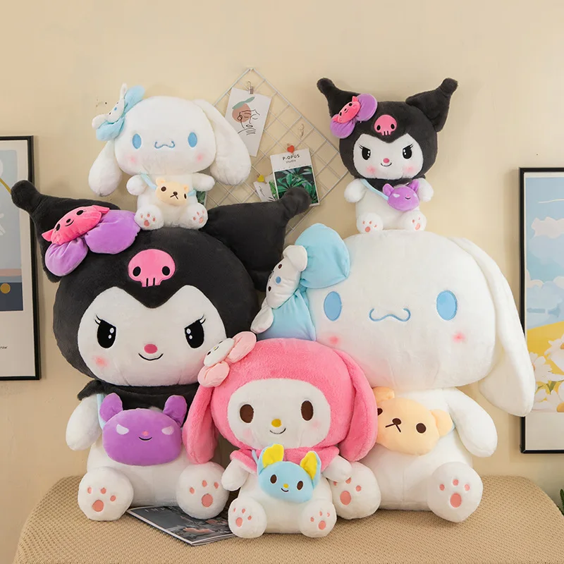 Big Size Sanrio Kuromi Plush Dolls kawaii My Melody Cinnamoroll Soft Stuffed animals Anime Figure Pillow Cartoon Decor Kids Toys