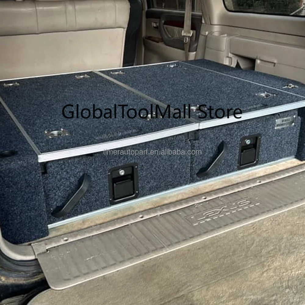 GX470 Specific Suv 4x4 Trunk Bed Storage Drawer System Cargo Storage Solutions with 2 Single Drawers and One Sliding Top