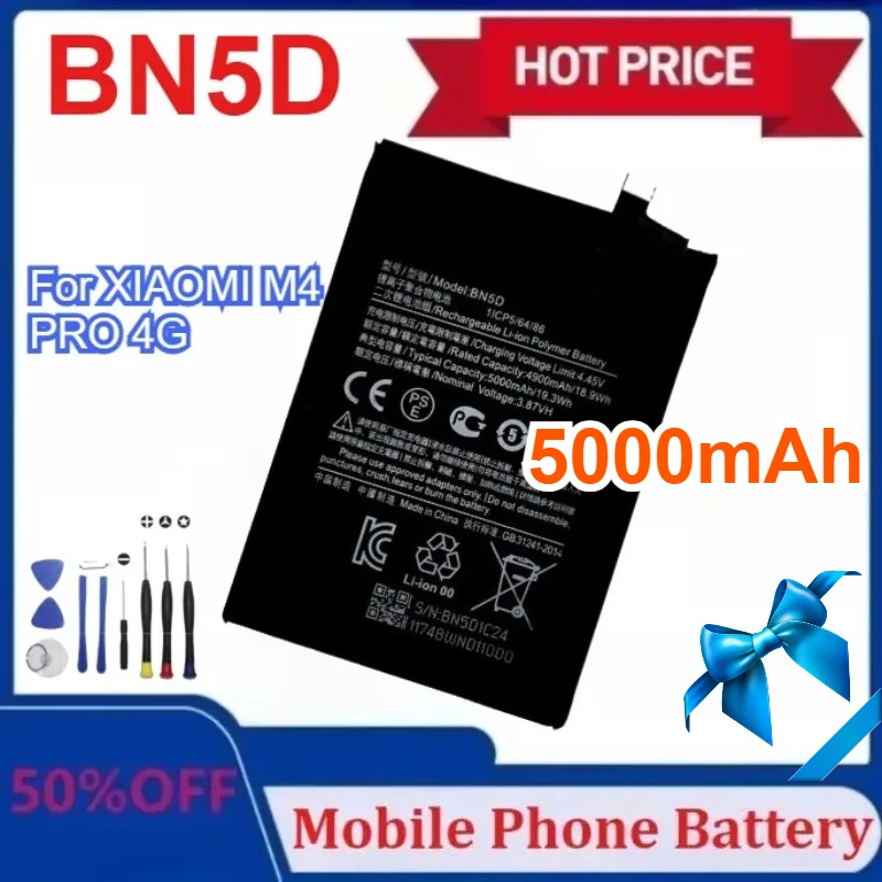 

New 5000mAh BN5D Mobile Phone Battery for Redmi Note 11S 11 S 4G / M4 PRO 4G for Xiaomi Phone Replacement Batteries + Tools