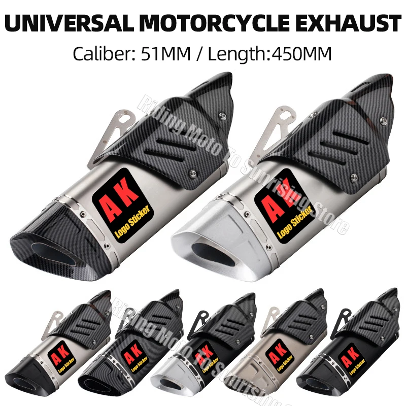 

51MM Universal SC AK Motorcycle Exhaust Muffler Escape for Kawasaki Yamaha Honda Suzuki ETC Moto R1 Exhaust Modified Accessorie