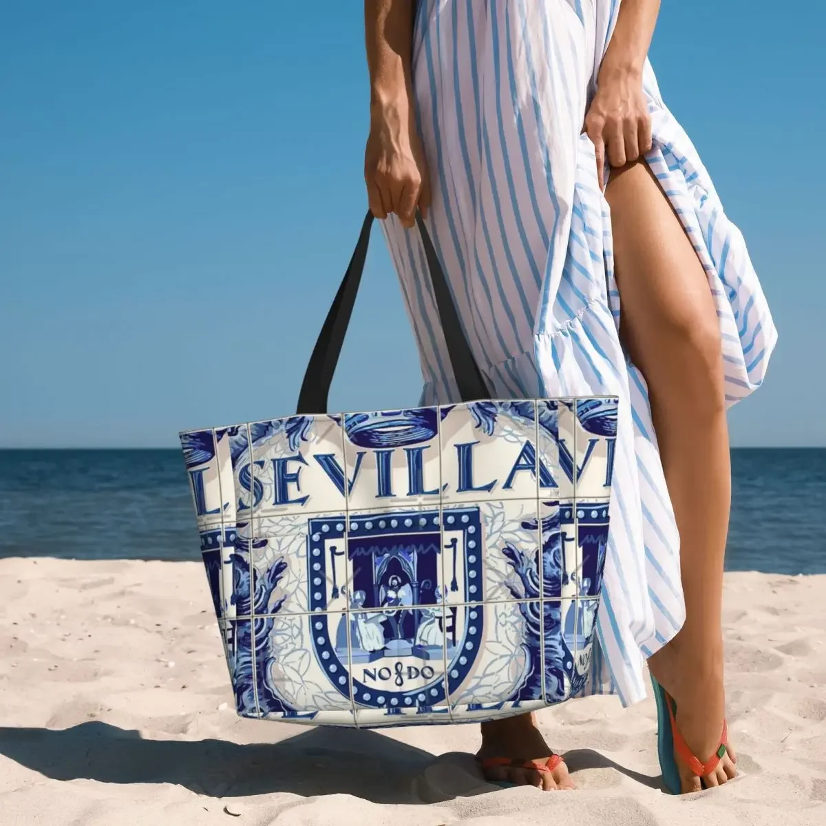 Bolsa de Viagem Praia para Adultos, Bolsa com Estampa, Multi Estilo, Estampa, Espanhola, Ladrilhos, Personalidade, Presentes, Praia