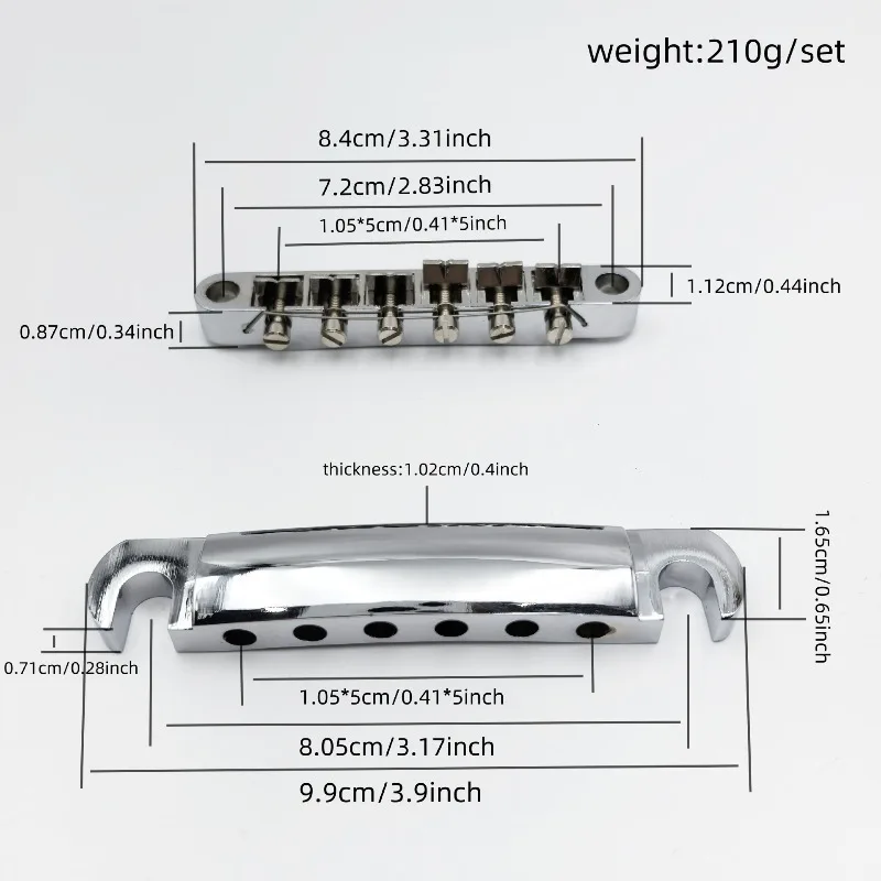 1 Set of 6 Strings Guitar Tune-O-matic Bridge and Tailpiece with Posts for LP Electric Guitar