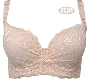 Sutiã push-up sexy de renda para mulheres, roupas íntimas finas, seção fina, C, D, xícara, E, tamanho grande, 3/4 xícara