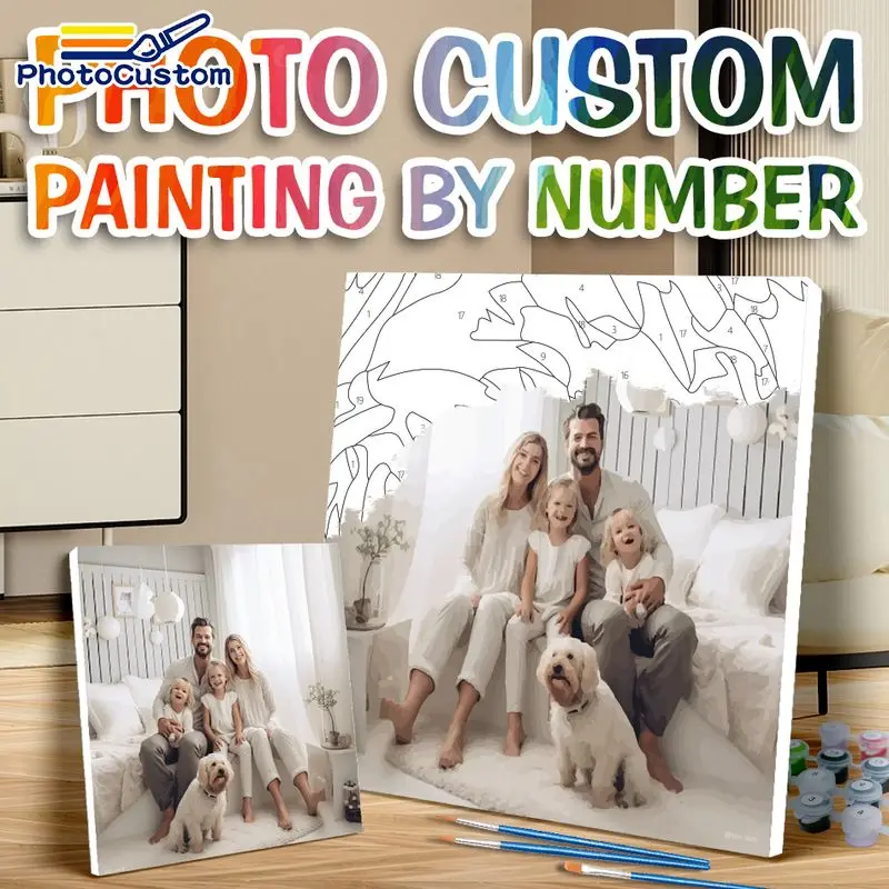 

PhotoCustom Valentine's Day Paint By Numbers Photo Custom Diy Painting By Number Picture Canvas Photo Gift Decors