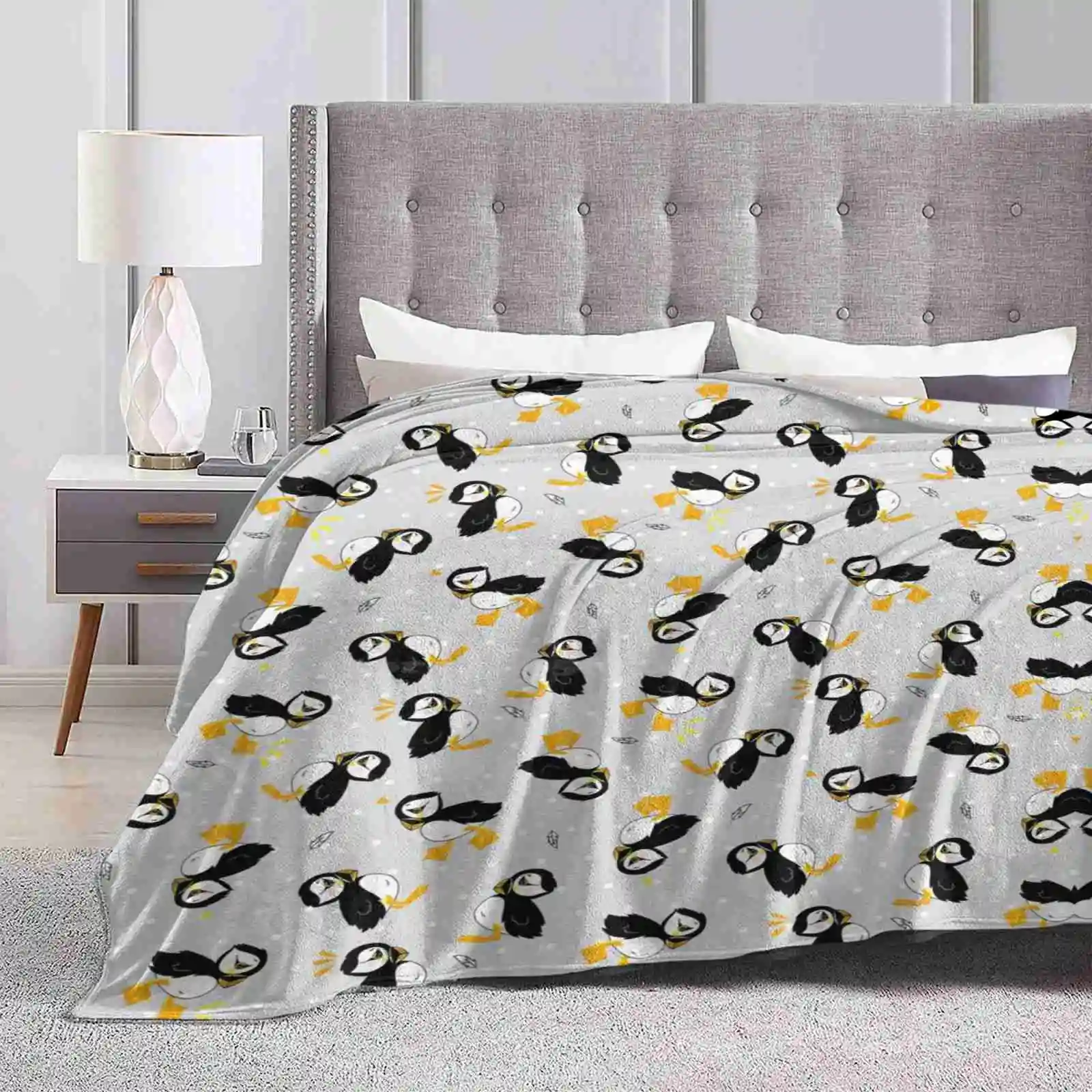 Multitude Of Scottish Puffins Soft Warm Light Thin Blanket Scotland Puffin Adorable Bird Animal Pattern Scottish Animal Cute