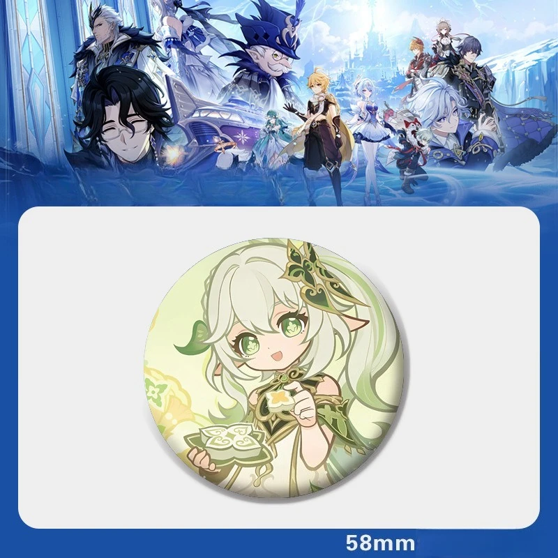 Yuan Shen Tinplate Badge Game Impacting Peripheral Furina‌ Columbina‌ Cosplay Backpack Jewelry Brooch Pin Decoration Collection