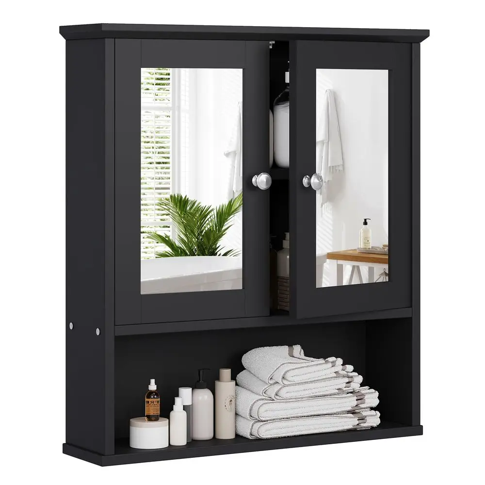 Bathroom Wall Cabinet with Mirror, Bathroom Mirror Cabinet Wall Mounted, Over Toilet Medicine Cabinets with Adjustable Shelf, L