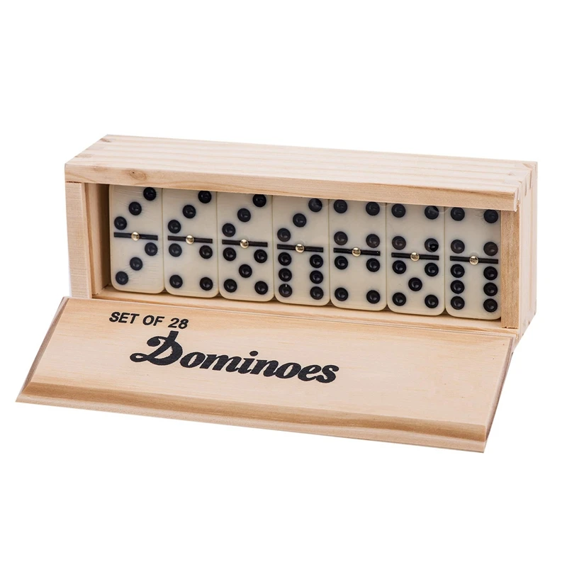 HOT-Houten Doos Domino Set Negen Domino's Set Van 28 Domino's Domino's Spel Domino Tafel Domino Trein Mexicaanse Trein Domino