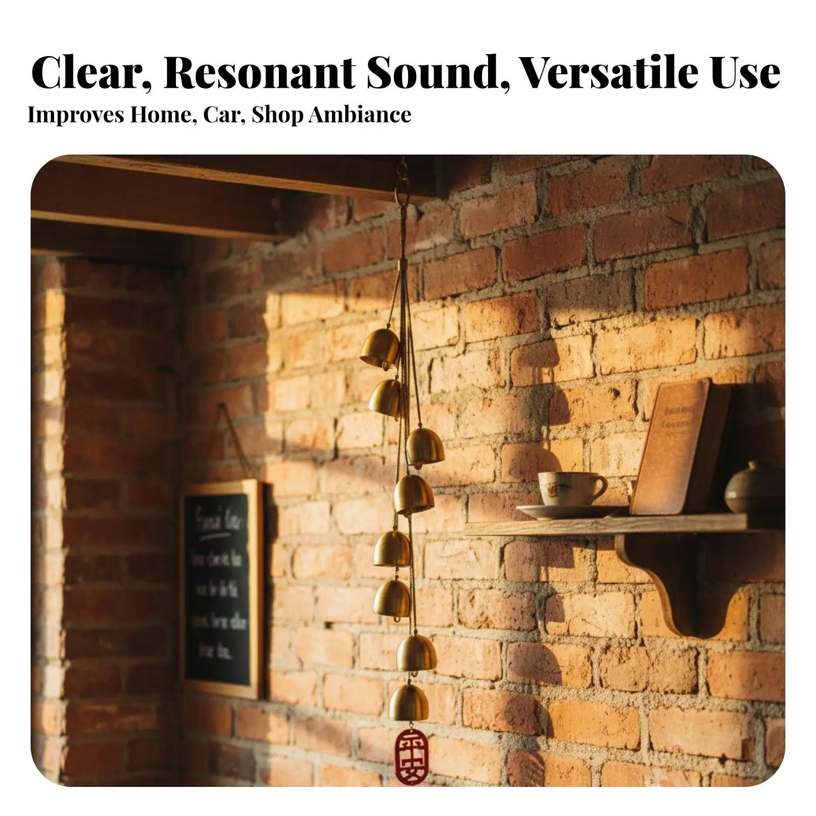 Brass Wind Chime Melodious Sound Decorative Door Entry Chime Great Gift Idea Small Brass Feng Shui Bell for Shop Owners, Living