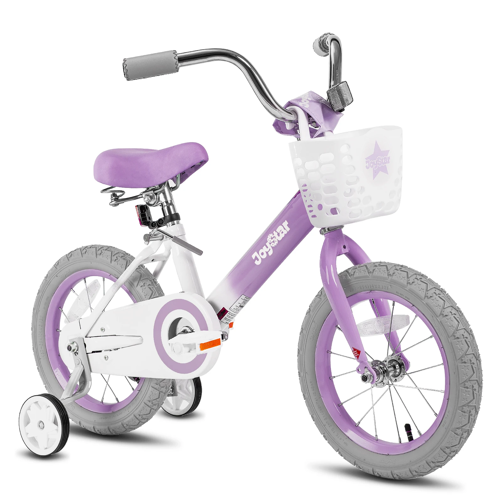 JOYSTAR Vintage Kids Bike with Training Wheels & Basket, 12 14 16 20 24 Inch Girls Bike for 2-14 Years Old, Purple